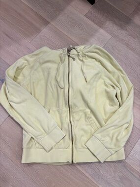 Juicy Couture Pale Yellow Zip Hoodie with Gold Accents